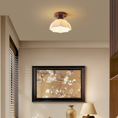 过道灯走廊灯中式复古衣帽间玄关吸顶灯胡桃木侘寂风入户门厅灯图2