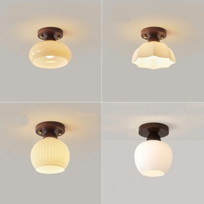 过道灯走廊灯中式复古衣帽间玄关吸顶灯胡桃木侘寂风入户门厅灯图5