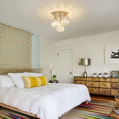 水晶天花板灯现代灯具黑色厨房带透明灯罩走廊灯具适用于玄关卧室