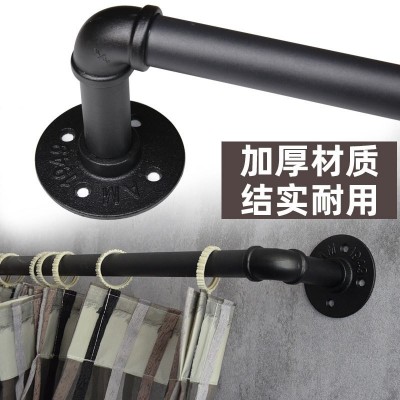 LOFT工业风窗帘杆铸铁罗马杆跨境专外贸伸缩调节美式水管窗帘杆图2