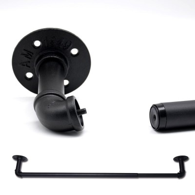 LOFT工业风窗帘杆铸铁罗马杆跨境专外贸伸缩调节美式水管窗帘杆