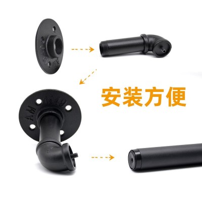 LOFT工业风窗帘杆铸铁罗马杆跨境专外贸伸缩调节美式水管窗帘杆图4