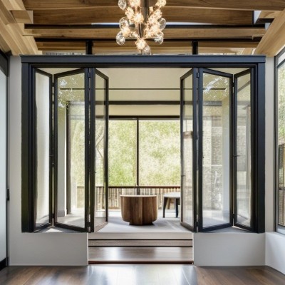 防夹手重型折叠门隔断门商铺阳光房阳台别墅玻璃铝合金推拉门定制图5