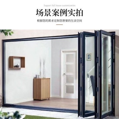 防夹手重型折叠门隔断门商铺阳光房阳台别墅玻璃铝合金推拉门定制图2