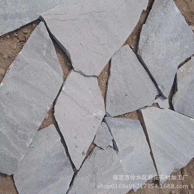 天然灰石英/蓝石英乱形 文化石碎拼石板仿古铺地灰色系石板