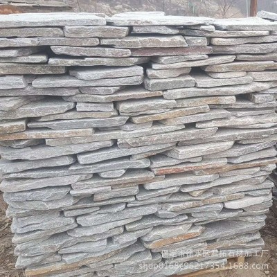 天然灰石英/蓝石英乱形 文化石碎拼石板仿古铺地灰色系石板图4