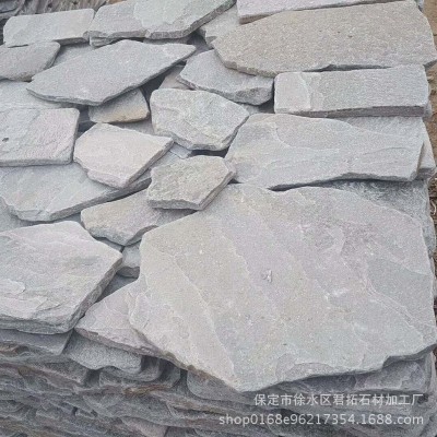 天然灰石英/蓝石英乱形 文化石碎拼石板仿古铺地灰色系石板图3