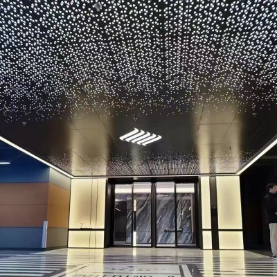 透光天花吊顶冲孔铝单板车库星空吊顶穿孔铝板幕墙门头打孔铝单板图2