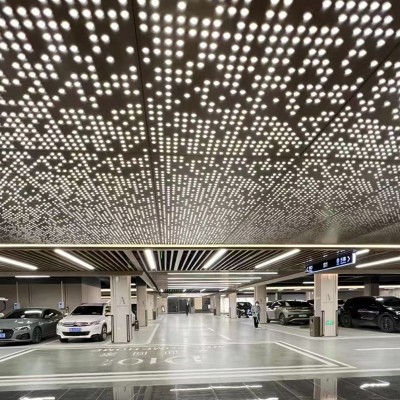 透光天花吊顶冲孔铝单板车库星空吊顶穿孔铝板幕墙门头打孔铝单板图4