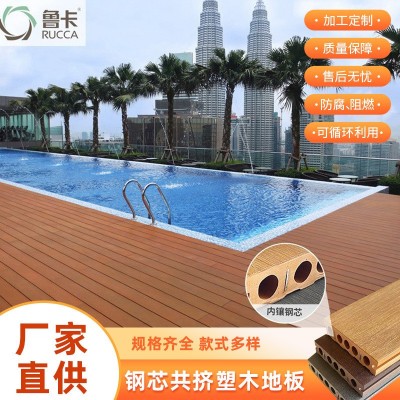 生态露台户外高密度木饰钢芯地板花园庭院生态木塑木地板材料工厂