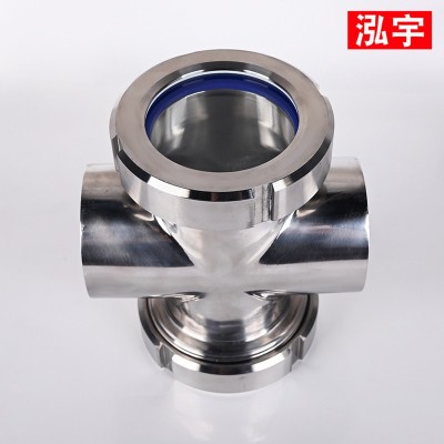 不锈钢四通视镜304不锈钢焊接十字型视盅对焊活接管道视镜图2