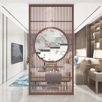新中式实木屏风隔断客厅玄关花格格栅移动隔断现代简约办公室坐屏