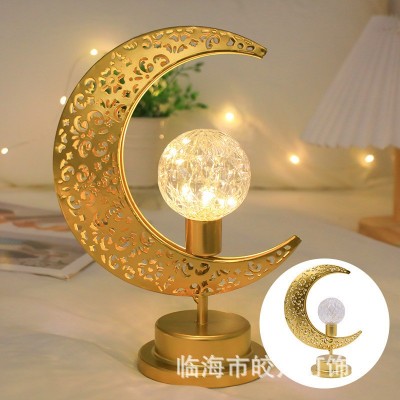 2025跨境新品古尔邦节星星月亮节日装饰灯 LED铁艺镂空小夜灯批发图4