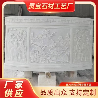 厂家供应石材汉白玉雕塑整石雕刻汉白玉水缸庭院石雕艺术摆件