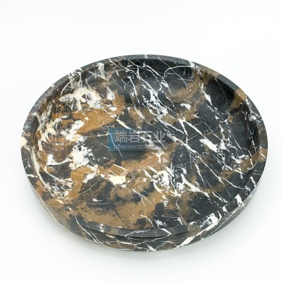 北欧简约风格天然大理石水果盘收纳托盘石材工艺品厨房客厅摆件图2
