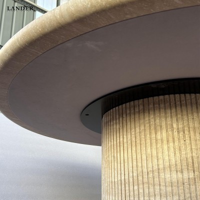 米白洞圆形大理石餐桌餐厅家具意式轻奢风格时尚软装搭配图3