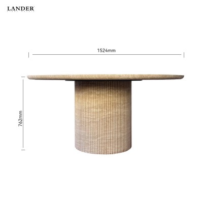 米白洞圆形大理石餐桌餐厅家具意式轻奢风格时尚软装搭配图4