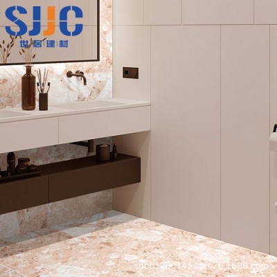 现代轻奢灰黄色水磨石仿古砖客餐厅酒店瓷砖卫生间墙地砖600x1200图3