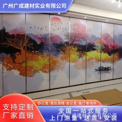 65型活动隔断宴会厅移动屏风山水画移动隔断图2