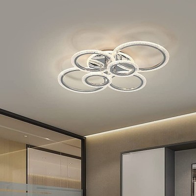 跨境2022亚克力简约圆环led客厅灯卧室现代餐厅气泡镀铬吸顶灯具图2