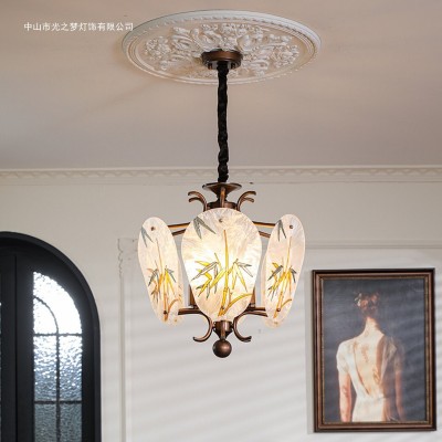 帝赞 餐厅吊灯宋式美学灯新中式卧室吊灯中古风复古珐琅彩灯具