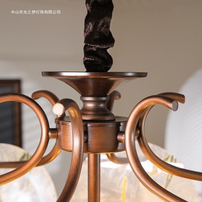 帝赞 餐厅吊灯宋式美学灯新中式卧室吊灯中古风复古珐琅彩灯具图4