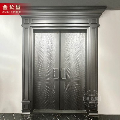 高端别墅防盗门对开门罗马柱门新中式入户防盗门进户门铸铝双开门图4
