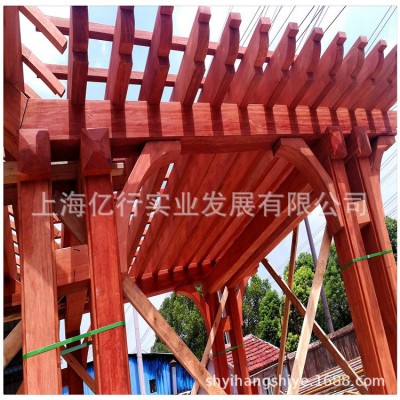 厂家批发菠萝格防腐木 户外园林景观实木地板 古建筑凉亭立柱木方图4
