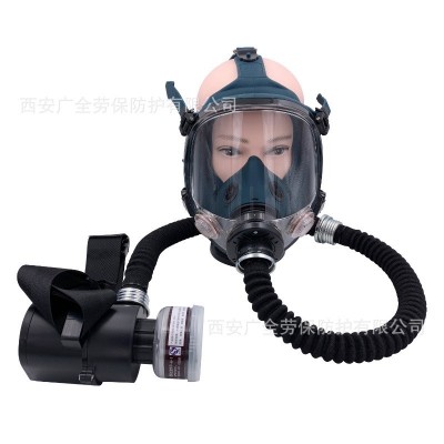 电动便携送风式防尘毒面具硅胶大视野全面罩 煤矿喷漆长管呼吸器