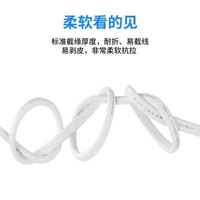 珠江电缆ZC-RVV 3*1平方无氧铜芯阻燃软线 家装PVC护套1000米/卷图2